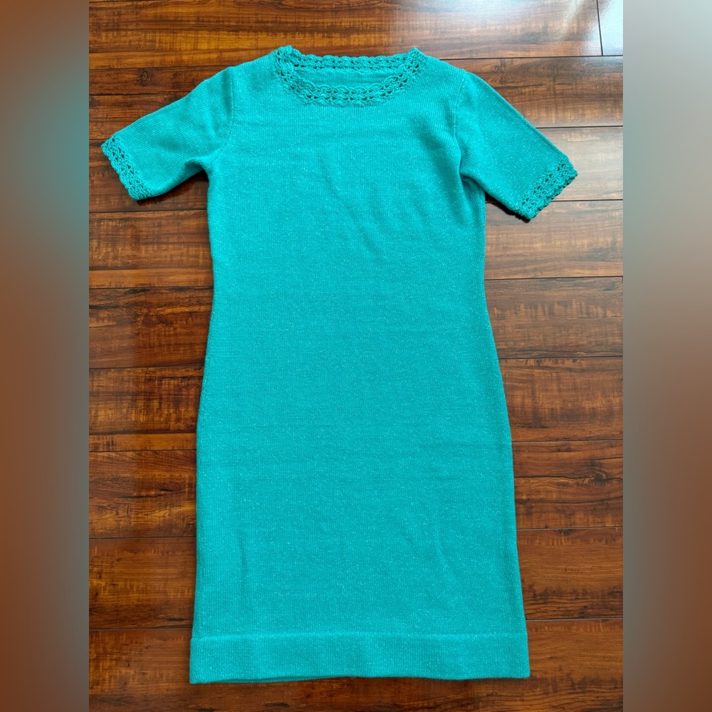 Teal Short Sleeve Knit Dress